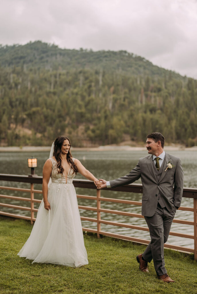 lakeside bride and groom wedding portraits for a California destination wedding