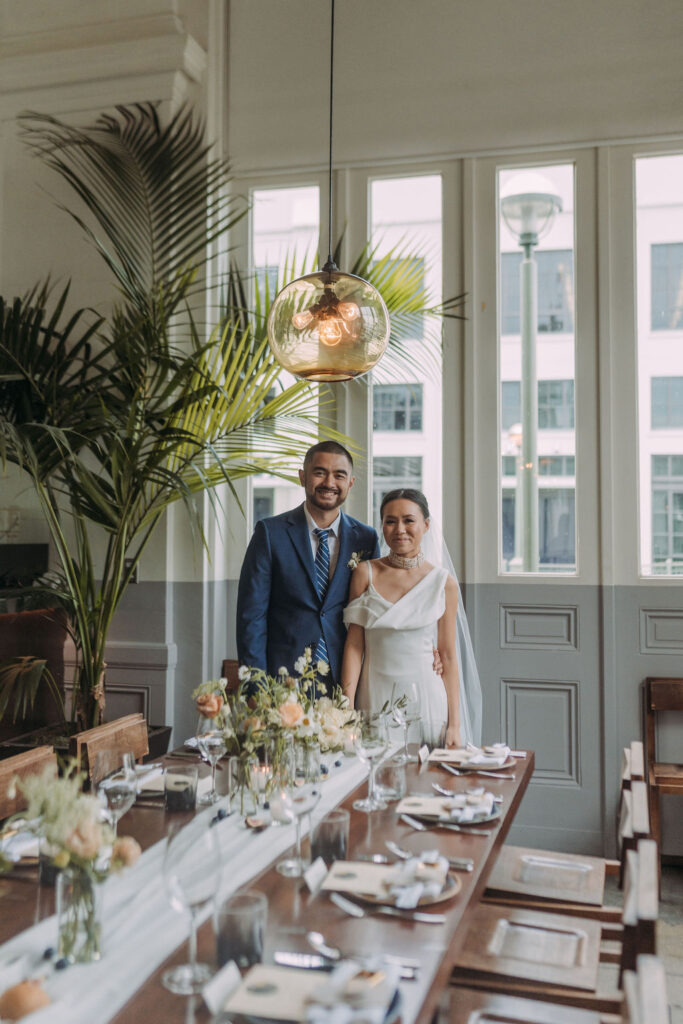 elegant reception set up at a restaurant